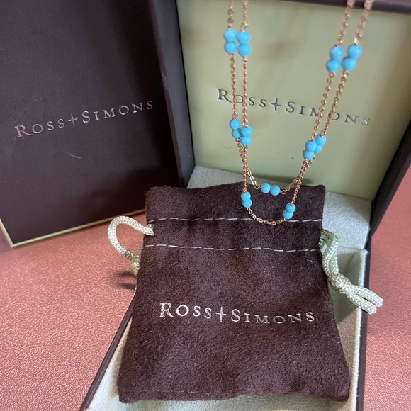 Ross-Simon’s 18K Double Strand Necklace with Turquoise Beads, 18” - Picture 2 of 5